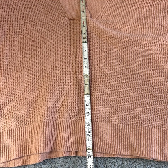 Aerie Waffle Knit Women Oversized Hoodie Sweater L Peach Coastal Grandmother - Picture 4 of 7